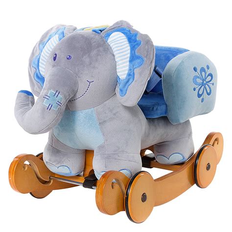 ブランド labebe Plush Rocking Horse Pink Ride Elephant Stuffed Rocker Toy for Child ...