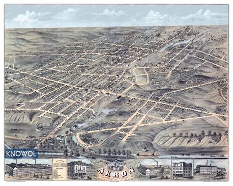 Beautifully restored map of Akron, Ohio from 1870 - KNOWOL