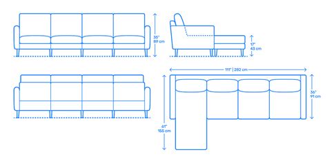 Burrow Nomad Chaise King Sofa Dimensions & Drawings | Dimensions.com