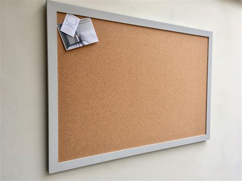 Giant Pin Board. A large cork notice board with grey frame painted in 'Pavilion Gray' and plain ...