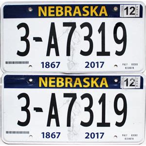 2018 Nebraska License Plates Pair For Sale #3-A7319