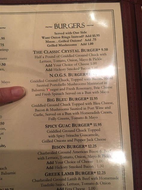 Menu at Crystal Beer Parlor pub & bar, Savannah