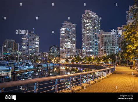 Downtown Vancouver skyline at night Stock Photo - Alamy