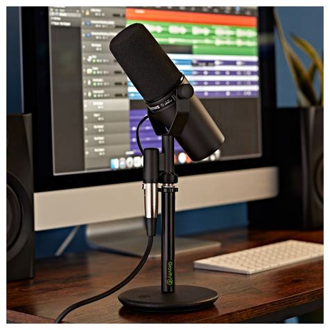 Shure SM7B Microphone with Gravity Table Top Stand and Cable at Gear4music