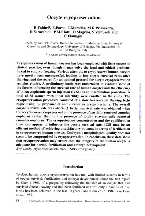 (PDF) Oocyte cryopreservation