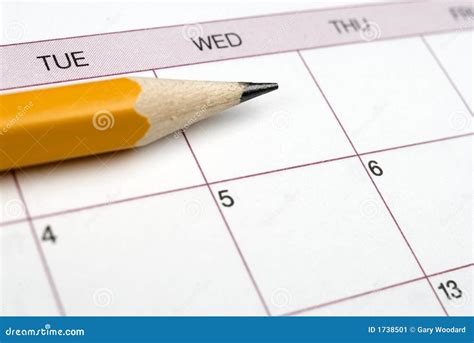 Pencil On A Calendar. Stock Image - Image: 1738501