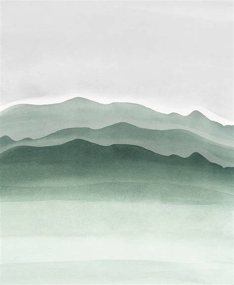 Sage Green and Gray Wall Art, Printable Art, Watercolor Print, Watercolor Mountains, Mountain ...