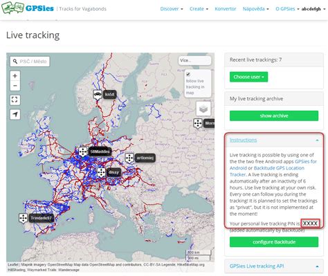 Locus live tracking with GPSies