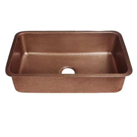 SINKOLOGY Orwell Undermount Handmade Solid Copper 30 in. Single Bowl Kitchen Sink in Antique ...