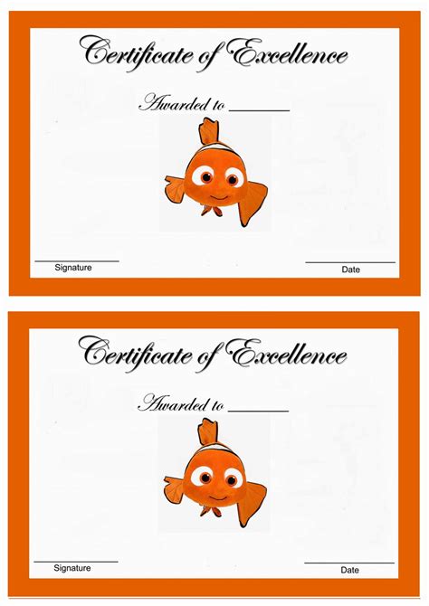 Finding Nemo Awards – Birthday Printable