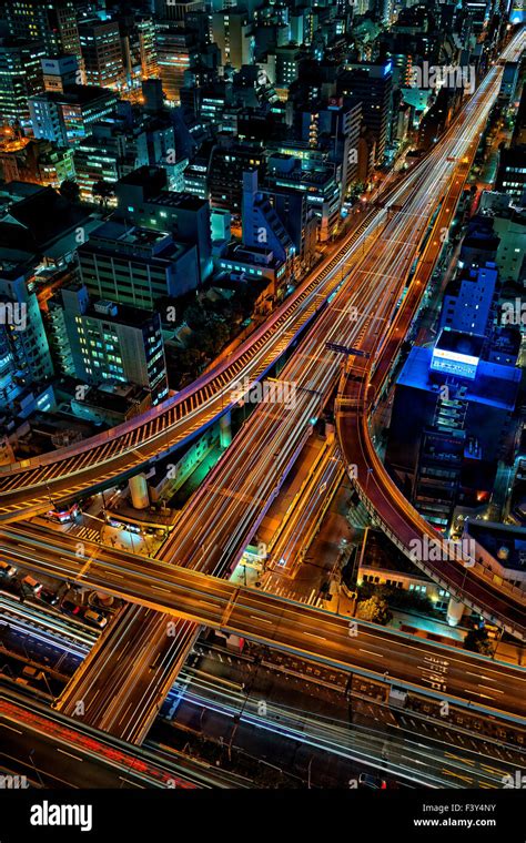 Japan, Honshu island, Kansai, Osaka, overview at night Stock Photo - Alamy