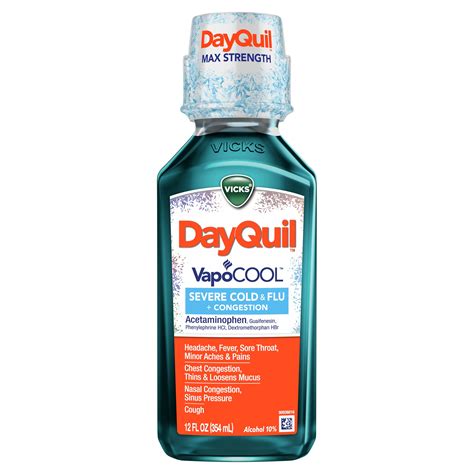 Vicks DayQuil Severe Vapocool Cold and Flu Medicine, Liquid 12 Oz - Walmart.com - Walmart.com