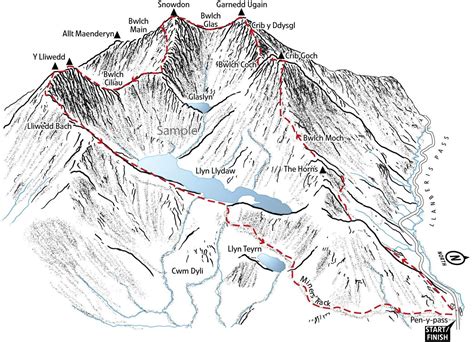 Snowdon Horseshoe. Line Illustration Detailing the Classic - Etsy UK ...