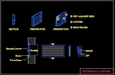 EXTERNAL LOUVER DRAWING DETAIL | Drawings, Autocad, Wood frame