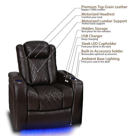 Valencia Tuscany Home Theater Seating | Premium Top Grain Italian Nappa 11000 Leather, Power ...