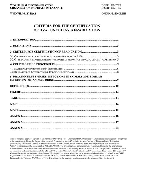 Criteria for the Certification of Dracunculiasis Eradication - DocsLib