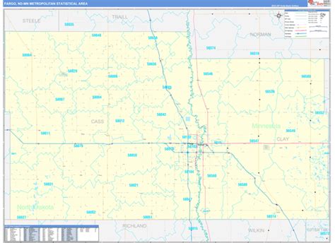 Fargo, ND Metro Area Wall Map Basic Style by MarketMAPS - MapSales