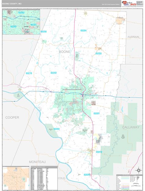 Boone County, MO Wall Map Premium Style by MarketMAPS