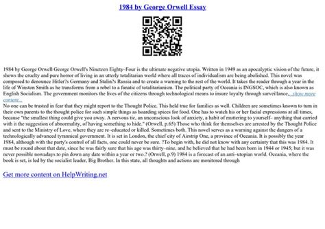 1984 By George Orwell Essay | PPT