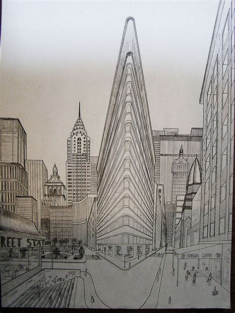 double perspective drawing ny by ~nilsgermain on deviantART 2 Point Perspective Drawing ...