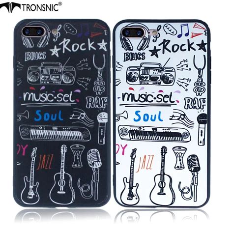 Tronsnic Music Phone Case For iPhone 6 6s plus 7 plus Piano Music Set Rock Jazz Soul White Hard ...