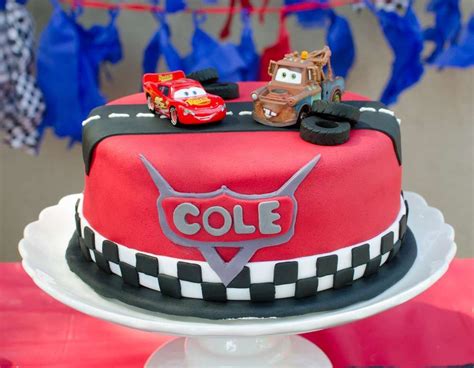 Lightning McQueen Cars birthday party cake! See more party ideas at CatchMyParty.com! Toddler ...