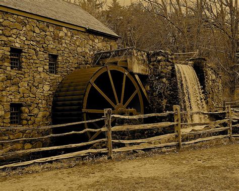 Wayside Inn Old Grist Mill in Sepia 2 Photograph by Michael Saunders - Pixels