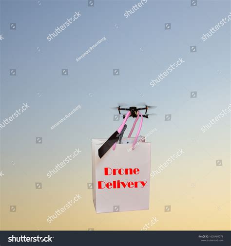 Futuristic Drone Delivery Concept Copy Space Stock Photo 1605469078 ...