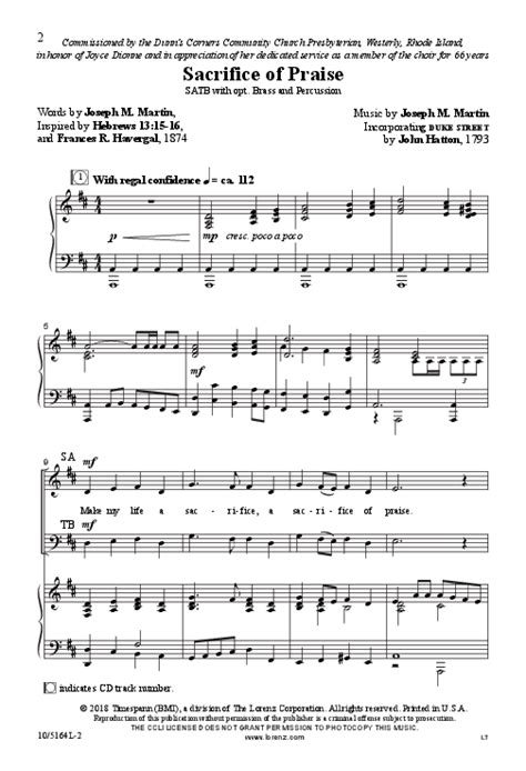 Sacrifice of Praise Sheet Music by Joseph M Martin (SKU: 10/5164L) - Stanton's Sheet Music