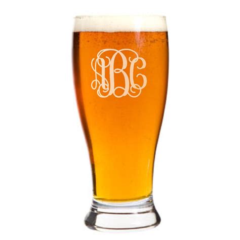 6 Personalized Pilsner Pub Beer Glasses Custom Engraved Vine | Etsy