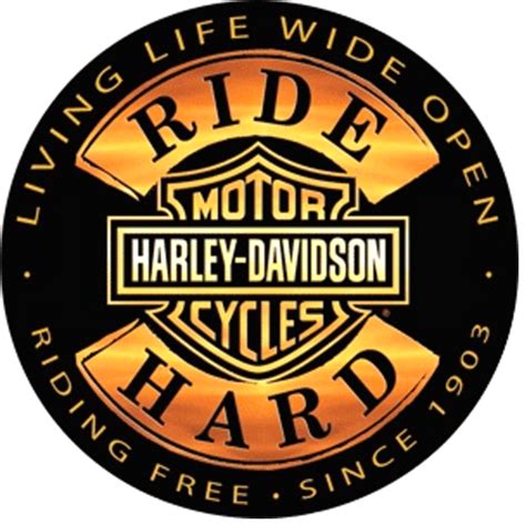 HARLEY RIDE HARD DIE CUT & EMBOSSED MOTORCYCLE SIGN - Old Time Signs