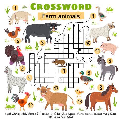 Farm animals crossword. Game for preschool kids 3443461 Vector Art at Vecteezy