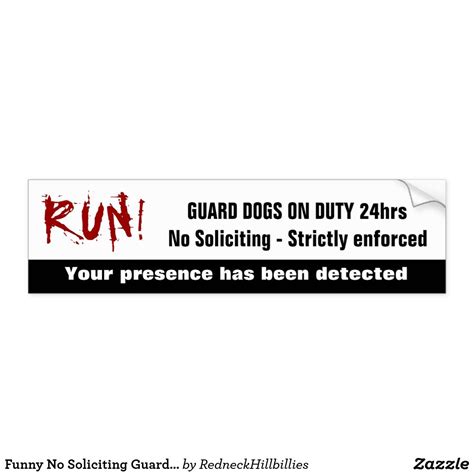Funny No Soliciting Guard Dogs on Duty Warning Bumper Sticker | Zazzle.com | Funny no, Bumper ...
