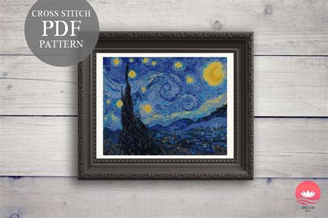 The Starry Night Van Gogh Cross Stitch Pattern. Starry Night Cross ...