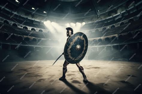 Premium AI Image | Gladiator fighting to the death with sword and shield in ancient roman arena