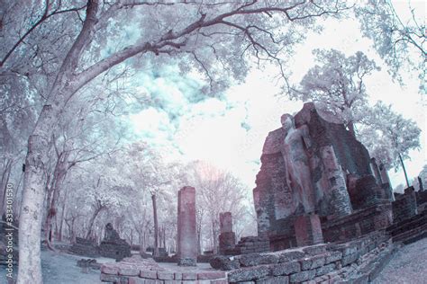 Infrared fine art photography of Sukhothai Kingdom Kamphaeng Phet ...