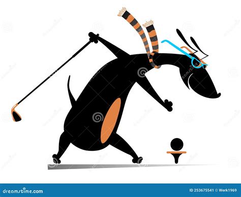 Cartoon dog plays golf stock vector. Illustration of vector - 253675541