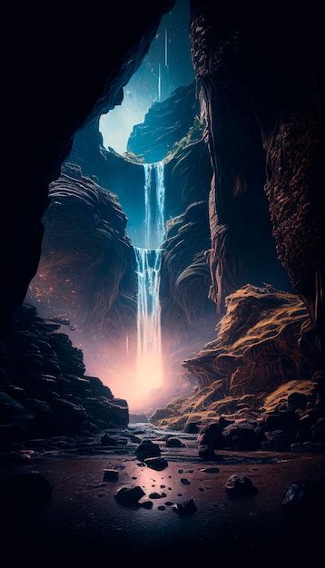 Premium Photo | Mystical magical waterfall in the mountains