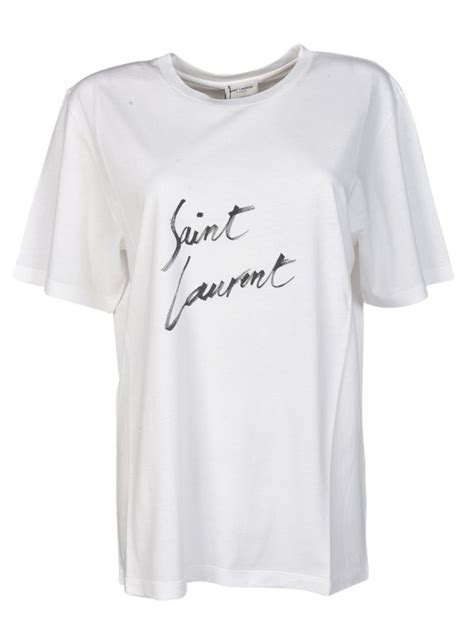 Saint Laurent Logo T-shirt In White | ModeSens | Tshirt logo, T shirt ...