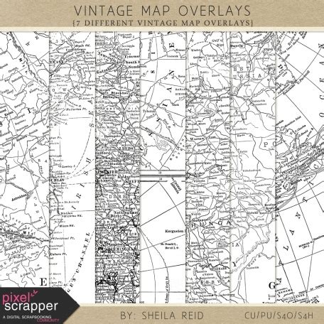 Vintage Map Overlays Kit by Sheila Reid graphics kit | DigitalScrapbook.com Digital Scrapbooking