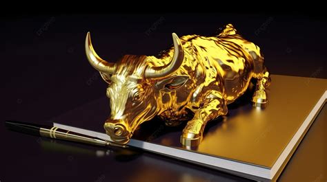 3d Rendered Image A Golden Bull Symbol On A Business Notebook Background, Stock, Stock Exchange ...