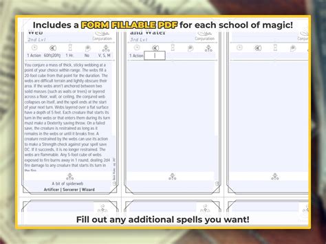 ARTIFICER Spell Cards for Dnd 5e Form Fillable Pdfs Included - Etsy