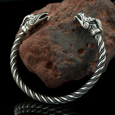 Viking Arm Ring - Sterling Silver | Celtic Dragon Heads Bracelet ...