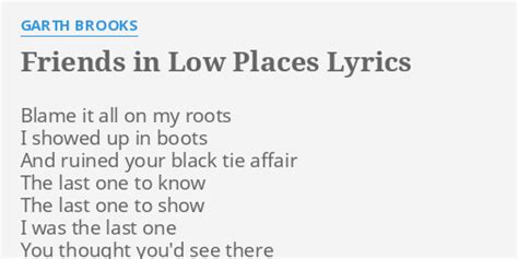 "FRIENDS IN LOW PLACES" LYRICS by GARTH BROOKS: Blame it all on...