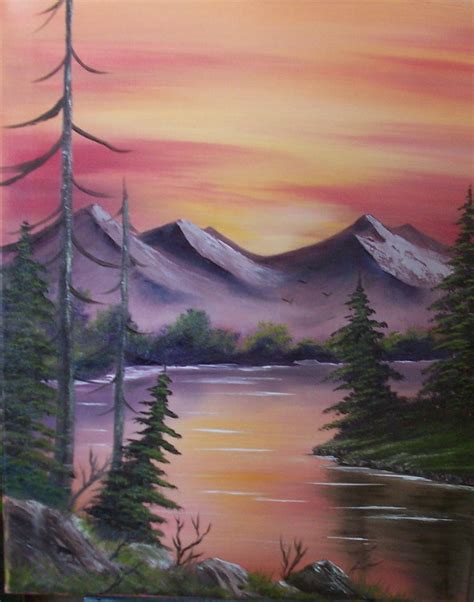 Sunset Mountain . Paintings for sale. FB paint with vicki, Easel as 1,2, 3 an original by Vicki ...