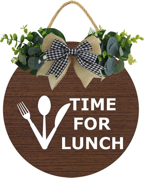 Eveokoki 11" Out For Lunch Sign For Office, Time For Lunch Wood Door ...