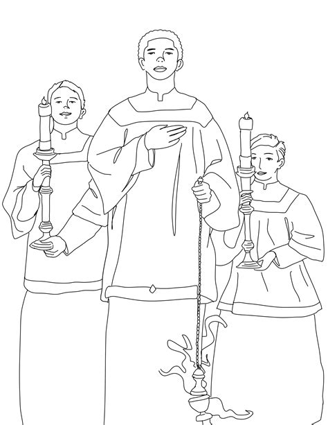 Latin Mass Altar Servers - Catholic Coloring Page