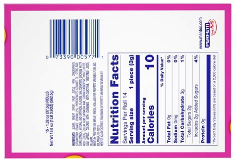 Mentos Nutrition Facts Fruit | Blog Dandk