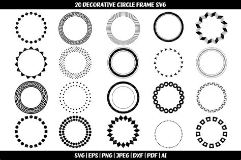 20 Decorative Circle Frame Svg Bundle Circle Frame Clipart - Etsy Canada