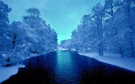 Cold Blue Winter River Mac Wallpaper Download | AllMacWallpaper